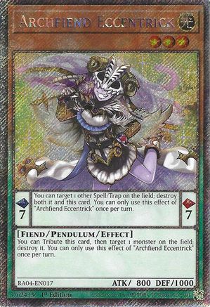 Archfiend Eccentrick (Platinum Secret Rare) (RA04-EN017) - Quarter Century Stampede 1st Edition - Premium Yugioh Single from Konami - Just $0.26! Shop now at Game Crave Tournament Store
