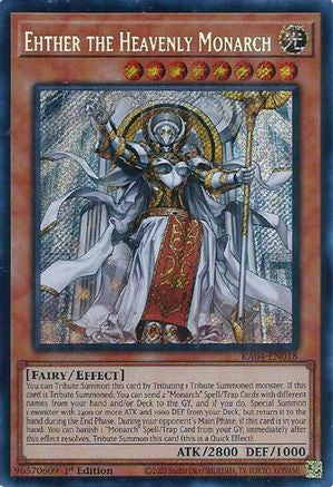 Ehther the Heavenly Monarch (Secret Rare) (RA04-EN018) - Quarter Century Stampede 1st Edition - Premium Yugioh Single from Konami - Just $0.25! Shop now at Game Crave Tournament Store