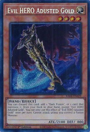 Evil HERO Adusted Gold (Secret Rare) (RA04-EN029) - Quarter Century Stampede 1st Edition - Premium Yugioh Single from Konami - Just $0.25! Shop now at Game Crave Tournament Store