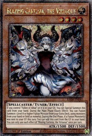 Blazing Cartesia, the Virtuous (New Art) (Quarter Century Secret Rare) (RA04-EN041) - Quarter Century Stampede 1st Edition - Premium Yugioh Single from Konami - Just $54.90! Shop now at Game Crave Tournament Store