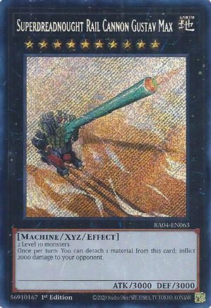 Superdreadnought Rail Cannon Gustav Max (Secret Rare) (RA04-EN063) - Quarter Century Stampede 1st Edition - Premium Yugioh Single from Konami - Just $0.25! Shop now at Game Crave Tournament Store
