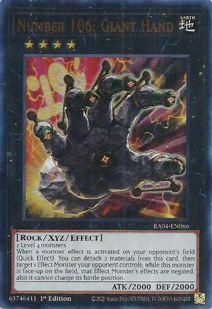 Number 106: Giant Hand (UR) (RA04-EN066) - Quarter Century Stampede 1st Edition - Premium Yugioh Single from Konami - Just $0.25! Shop now at Game Crave Tournament Store