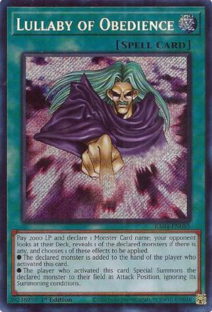Lullaby of Obedience (Secret Rare) (RA04-EN085) - Quarter Century Stampede 1st Edition - Premium Yugioh Single from Konami - Just $0.25! Shop now at Game Crave Tournament Store