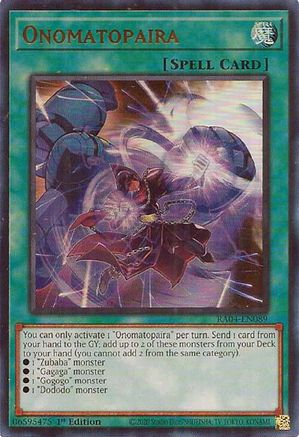 Onomatopaira (UR) (RA04-EN089) - Quarter Century Stampede 1st Edition - Premium Yugioh Single from Konami - Just $0.25! Shop now at Game Crave Tournament Store