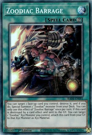 Zoodiac Barrage (PCR) (RA04-EN091) - Quarter Century Stampede 1st Edition - Premium Yugioh Single from Konami - Just $0.25! Shop now at Game Crave Tournament Store