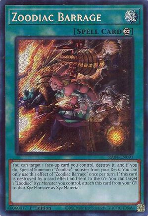Zoodiac Barrage (Secret Rare) (RA04-EN091) - Quarter Century Stampede 1st Edition - Premium Yugioh Single from Konami - Just $0.25! Shop now at Game Crave Tournament Store