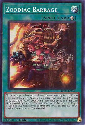 Zoodiac Barrage (RA04-EN091) - Quarter Century Stampede 1st Edition - Premium Yugioh Single from Konami - Just $0.25! Shop now at Game Crave Tournament Store