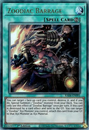 Zoodiac Barrage (PUR) (RA04-EN091) - Quarter Century Stampede 1st Edition - Premium Yugioh Single from Konami - Just $0.25! Shop now at Game Crave Tournament Store