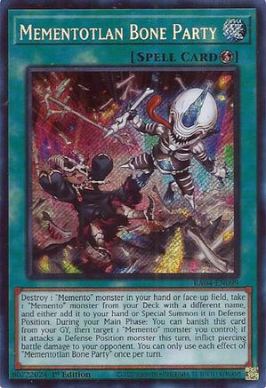 Mementotlan Bone Party (Secret Rare) (RA04-EN099) - Quarter Century Stampede 1st Edition - Premium Yugioh Single from Konami - Just $0.26! Shop now at Game Crave Tournament Store