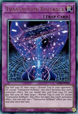 Transaction Rollback (PUR) (RA04-EN105) - Quarter Century Stampede 1st Edition - Premium Yugioh Single from Konami - Just $0.84! Shop now at Game Crave Tournament Store