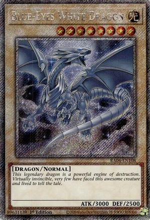 Blue-Eyes White Dragon (8th Art) (Platinum Secret Rare) (RA04-EN108) - Quarter Century Stampede 1st Edition - Premium Yugioh Single from Konami - Just $2.13! Shop now at Game Crave Tournament Store