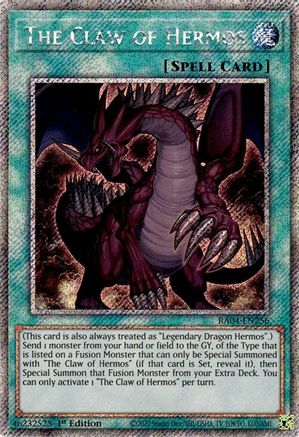 The Claw of Hermos (Platinum Secret Rare) (RA04-EN256) - Quarter Century Stampede 1st Edition - Premium Yugioh Single from Konami - Just $0.27! Shop now at Game Crave Tournament Store