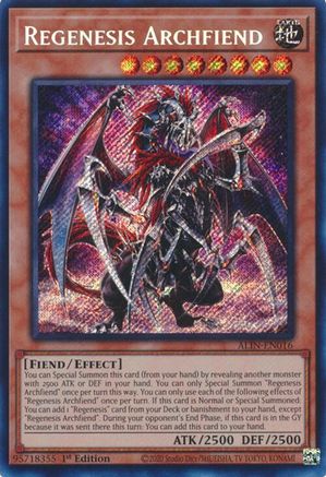 Regenesis Archfiend (ALIN-EN016) - Alliance Insight 1st Edition - Premium Yugioh Single from Konami - Just $7.04! Shop now at Game Crave Tournament Store