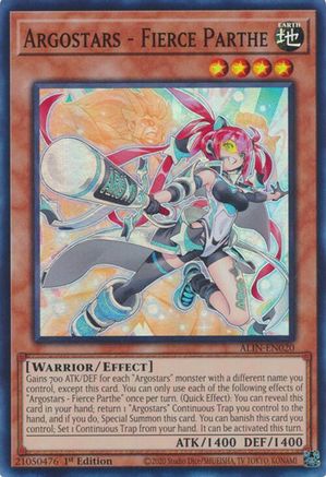 Argostars - Fierce Parthe (ALIN-EN020) - Alliance Insight 1st Edition - Premium Yugioh Single from Konami - Just $0.25! Shop now at Game Crave Tournament Store