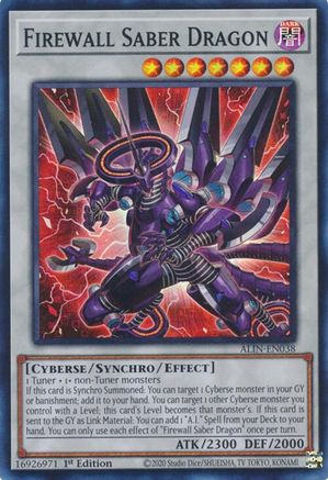 Firewall Saber Dragon (ALIN-EN038) - Alliance Insight 1st Edition - Premium Yugioh Single from Konami - Just $0.26! Shop now at Game Crave Tournament Store