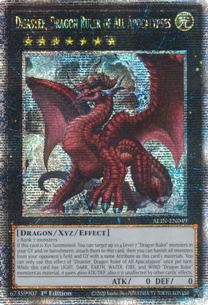 Disaster, Dragon Ruler of All Apocalypses (Quarter Century Secret Rare) (ALIN-EN049) - Alliance Insight 1st Edition - Premium Yugioh Single from Konami - Just $18.33! Shop now at Game Crave Tournament Store