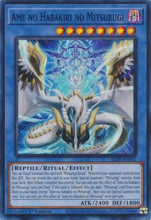 Ame no Habakiri no Mitsurugi (ALIN-EN092) - Alliance Insight 1st Edition - Premium Yugioh Single from Konami - Just $0.98! Shop now at Game Crave Tournament Store