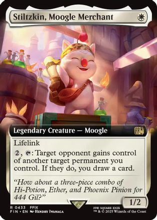 Stiltzkin, Moogle Merchant (Extended Art) (FIN-433) - FINAL FANTASY Foil - Premium MTG Single from Wizards of the Coast - Just $5.15! Shop now at Game Crave Tournament Store