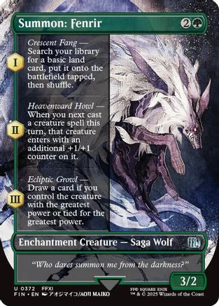 Summon: Fenrir (Borderless) (FIN-372) - FINAL FANTASY Foil - Premium MTG Single from Wizards of the Coast - Just $0.48! Shop now at Game Crave Tournament Store