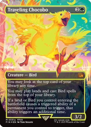 Traveling Chocobo (Borderless) (Neon Ink Yellow) (FIN-511A) - FINAL FANTASY Foil - Premium MTG Single from Wizards of the Coast - Just $195.95! Shop now at Game Crave Tournament Store