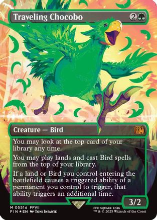 Traveling Chocobo (Borderless) (Neon Ink Green) (FIN-511D) - FINAL FANTASY Foil - Premium MTG Single from Wizards of the Coast - Just $234.18! Shop now at Game Crave Tournament Store