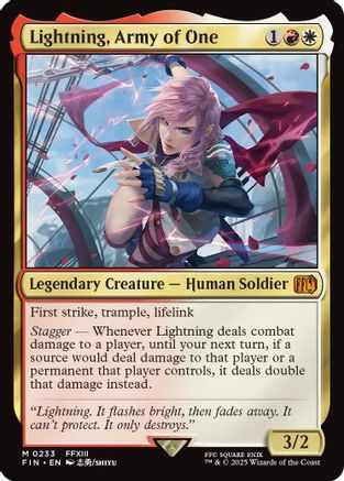Lightning, Army of One (FIN-233) - FINAL FANTASY - Premium MTG Single from Wizards of the Coast - Just $0! Shop now at Game Crave Tournament Store