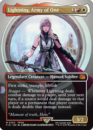 Lightning, Army of One (Borderless) (0320) (FIN-320) - FINAL FANTASY - Premium MTG Single from Wizards of the Coast - Just $13.88! Shop now at Game Crave Tournament Store