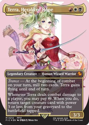 Terra, Herald of Hope (Borderless) (Surge Foil) (FIC-212) - Commander: FINAL FANTASY Foil - Premium MTG Single from Wizards of the Coast - Just $74.96! Shop now at Game Crave Tournament Store