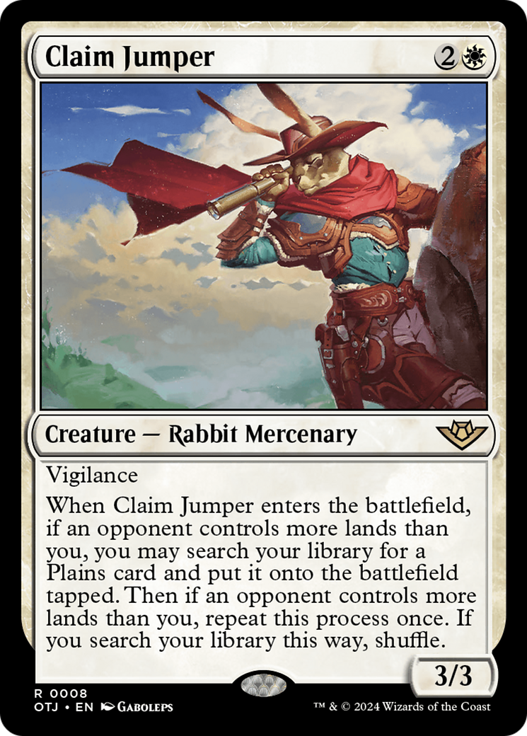 Claim Jumper (OTJ-008) - Outlaws of Thunder Junction Foil - Premium MTG Single from Wizards of the Coast - Just $0.75! Shop now at Game Crave Tournament Store