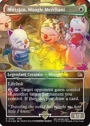 Stiltzkin, Moogle Merchant (Borderless) (Chocobo Track Foil) (FIN-565) - FINAL FANTASY Foil