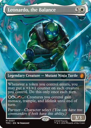 Leonardo, the Balance (Borderless) (TMC-001) - Commander: Teenage Mutant Ninja Turtles Foil