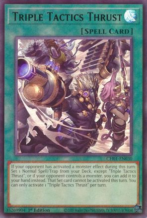 Triple Tactics Thrust (CH01-EN030) - THE CHRONICLES DECK: The Fallen & The Virtuous (All-Foil Edition) 1st Edition