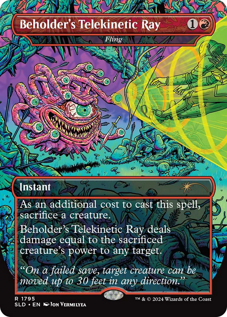 Fling (SLD-1795) - Secret Lair Drop / Beholder's Telekinetic Ray (Borderless) Foil - Premium MTG Single from Wizards of the Coast - Just $0! Shop now at Game Crave Tournament Store