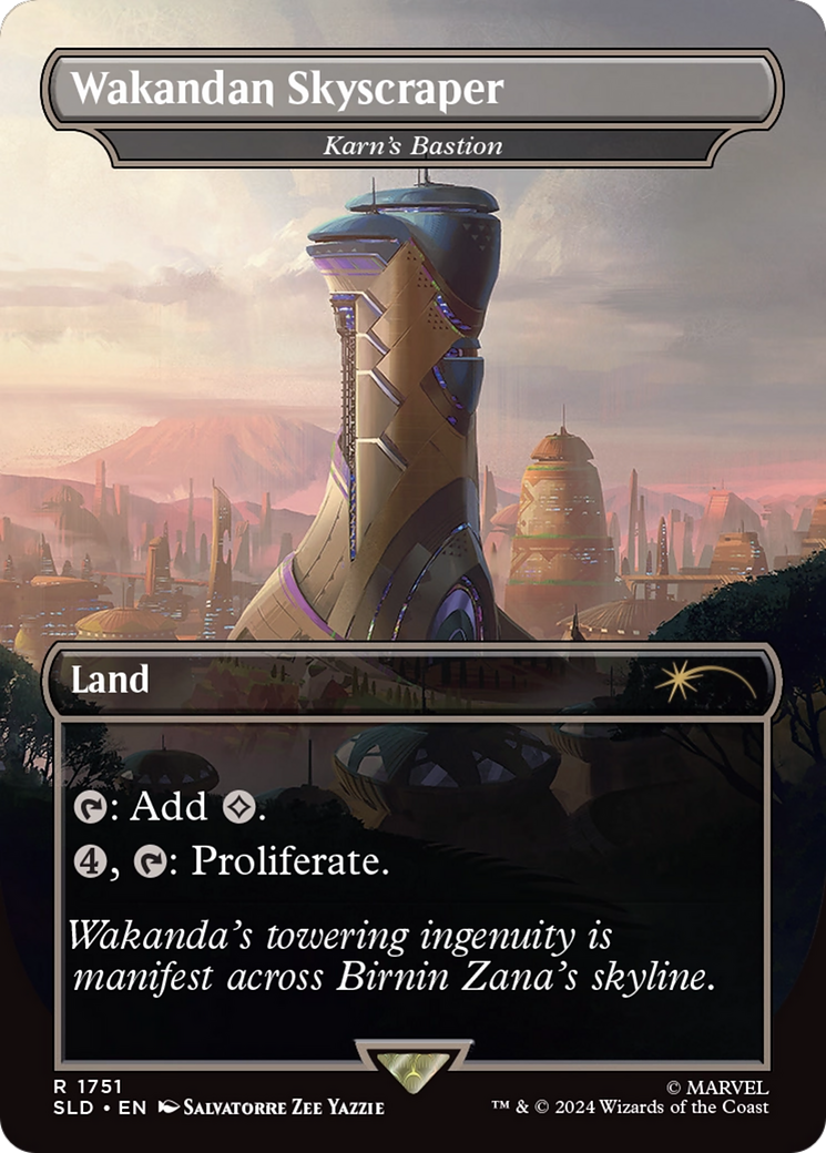 Karn's Bastion (SLD-1751) - Secret Lair Drop / Wakandan Skyscraper (Borderless) - Premium MTG Single from Wizards of the Coast - Just $3.33! Shop now at Game Crave Tournament Store