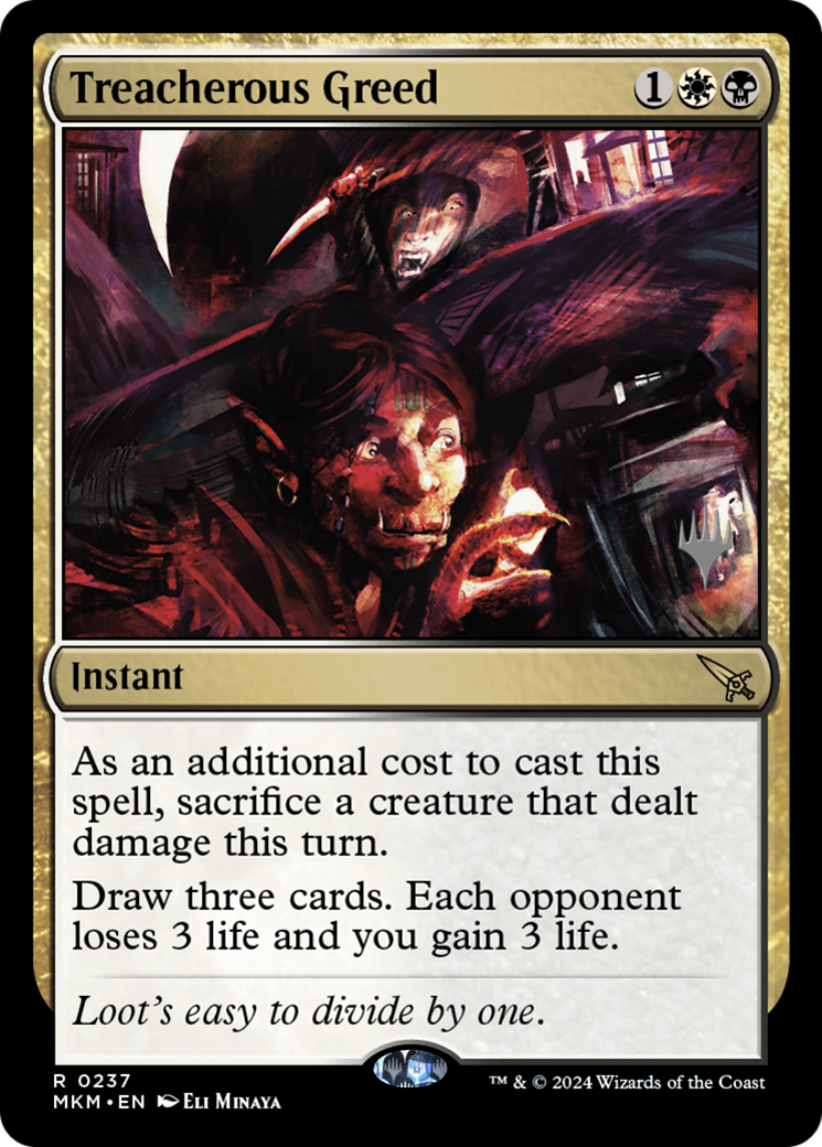Treacherous Greed (PMKM-237P) - Murders at Karlov Manor Promos - Premium MTG Single from Wizards of the Coast - Just $0.29! Shop now at Game Crave Tournament Store