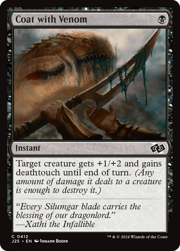 Coat with Venom (J25-412) - Foundations Jumpstart - Premium MTG Single from Wizards of the Coast - Just $0.25! Shop now at Game Crave Tournament Store