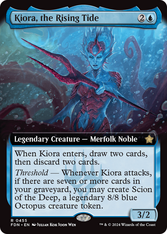 Kiora, the Rising Tide (FDN-455) - Foundations: (Extended Art) Foil - Premium MTG Single from Wizards of the Coast - Just $1.98! Shop now at Game Crave Tournament Store