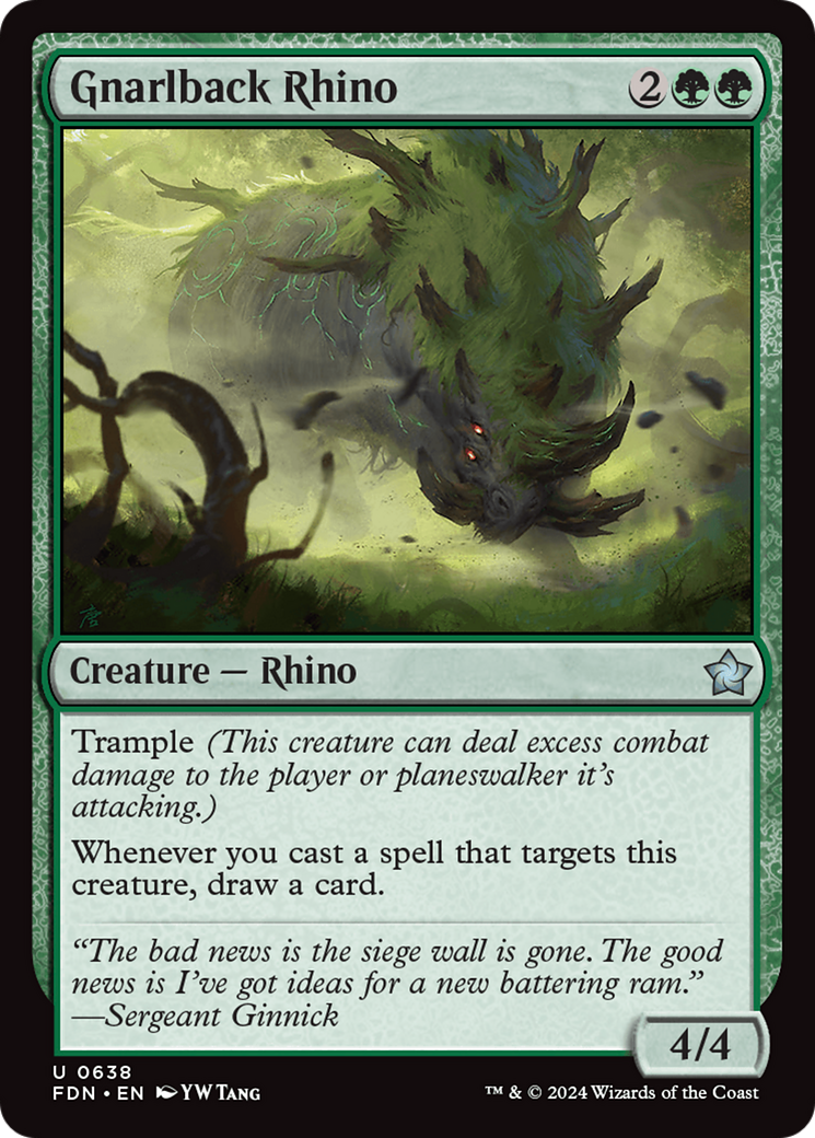 Gnarlback Rhino (FDN-638) - Foundations - Premium MTG Single from Wizards of the Coast - Just $0.25! Shop now at Game Crave Tournament Store