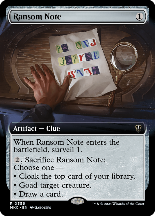 Ransom Note (MKC-356) - Murders at Karlov Manor Commander: (Extended Art) - Premium MTG Single from Wizards of the Coast - Just $0.25! Shop now at Game Crave Tournament Store