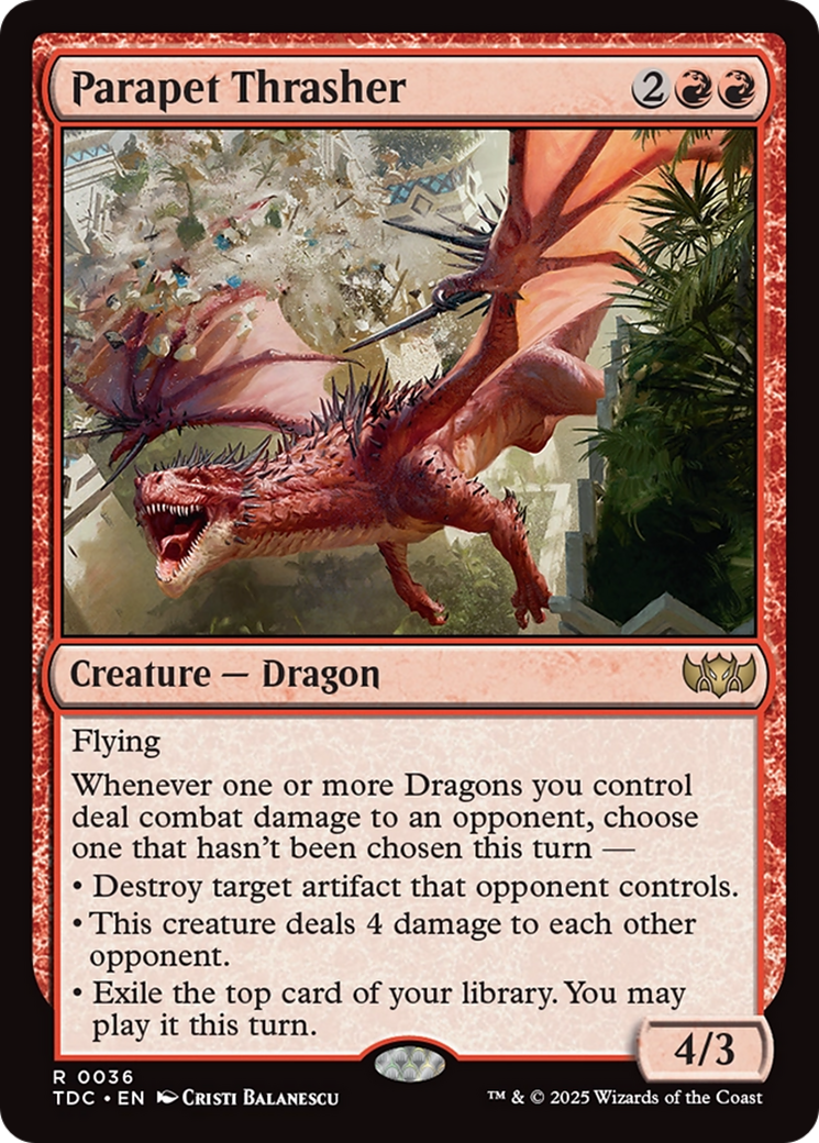Parapet Thrasher (TDC-036) - Tarkir: Dragonstorm Commander - Premium MTG Single from Wizards of the Coast - Just $0.47! Shop now at Game Crave Tournament Store