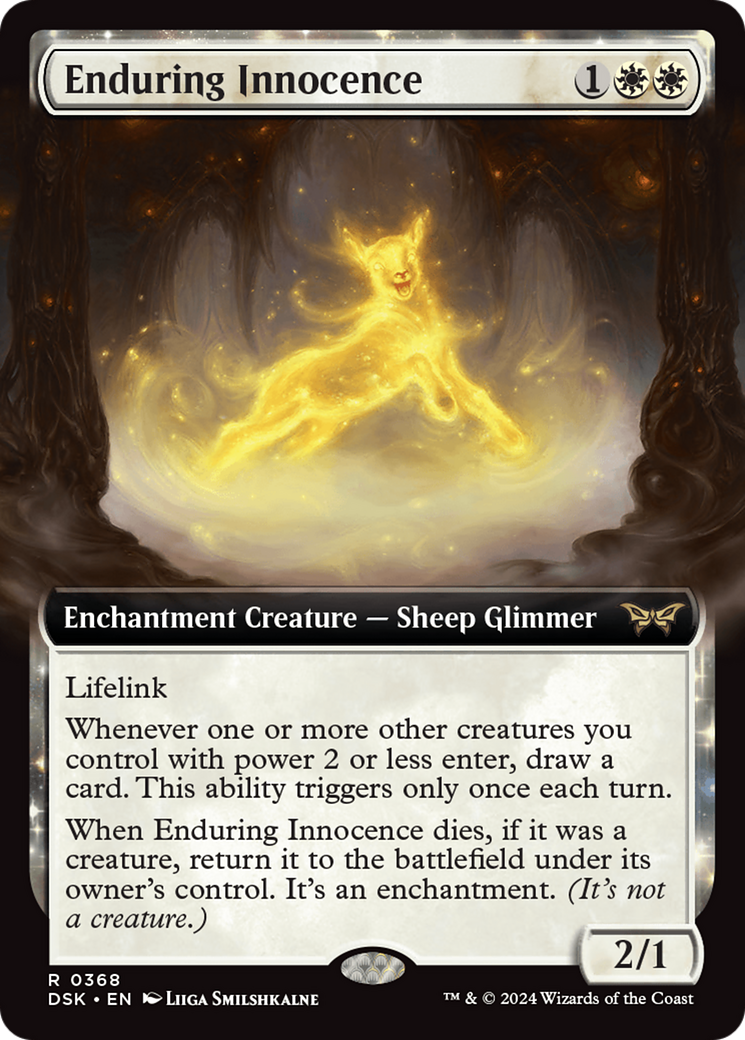 Enduring Innocence (DSK-368) - Duskmourn: House of Horror: (Extended Art, nyxtouched) - Premium MTG Single from Wizards of the Coast - Just $3.50! Shop now at Game Crave Tournament Store