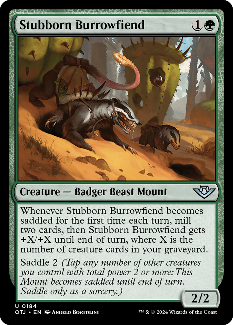 Stubborn Burrowfiend (OTJ-184) - Outlaws of Thunder Junction Foil - Premium MTG Single from Wizards of the Coast - Just $0.25! Shop now at Game Crave Tournament Store
