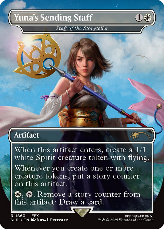 Staff of the Storyteller (SLD-1863) - Secret Lair Drop / Yuna's Sending Staff (Borderless) Foil