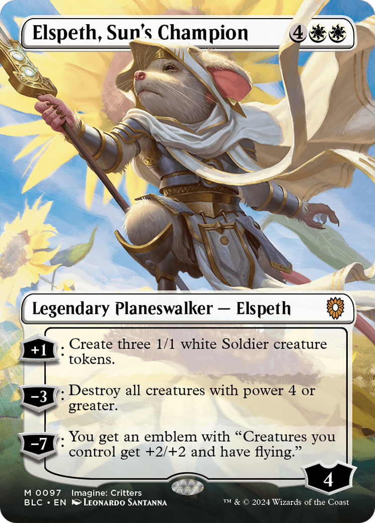 Elspeth, Sun's Champion (BLC-097) - Bloomburrow Commander (Borderless) - Premium MTG Single from Wizards of the Coast - Just $1.22! Shop now at Game Crave Tournament Store