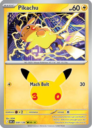 Pikachu - 030/128 30 - ME 30th Celebration Holofoil
