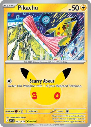 Pikachu - 032/128 32 - ME 30th Celebration Holofoil