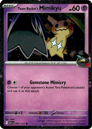 Team Rocket's Mimikyu - 097/217 (Cosmos Holo) 97 - Blister Exclusives Holofoil