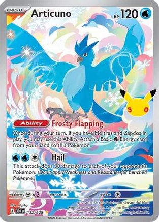 Articuno - 132/128 132 - ME 30th Celebration Holofoil