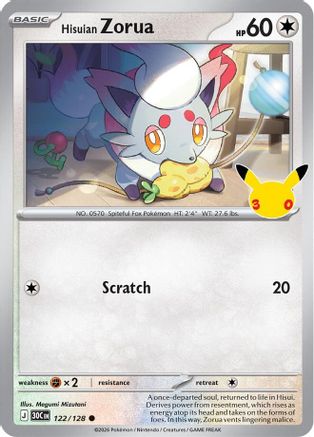 Hisuian Zorua - 122/128 122 - ME 30th Celebration Holofoil