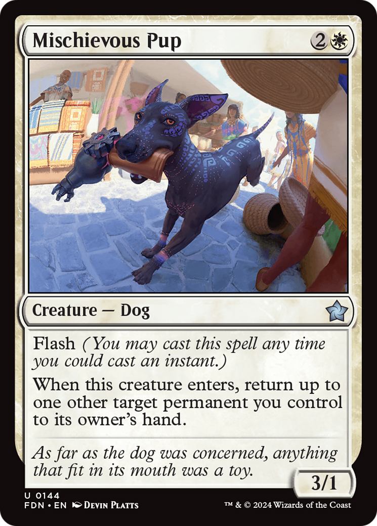 Mischievous Pup (FDN-144) - Foundations - Premium MTG Single from Wizards of the Coast - Just $0.25! Shop now at Game Crave Tournament Store